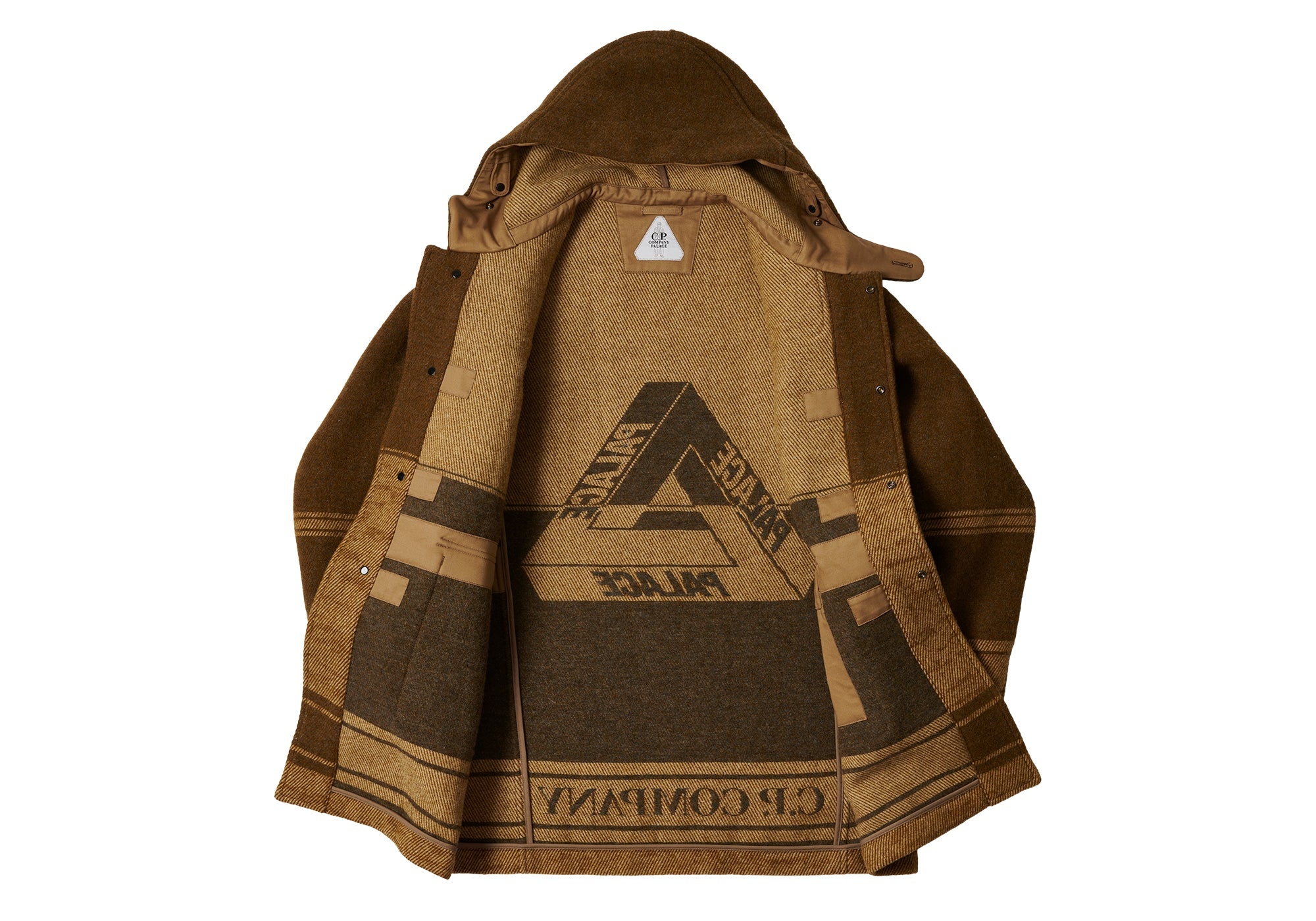 PALACE C.P. COMPANY DUFFEL JACKET RUBBER WOOL BROWN - 4