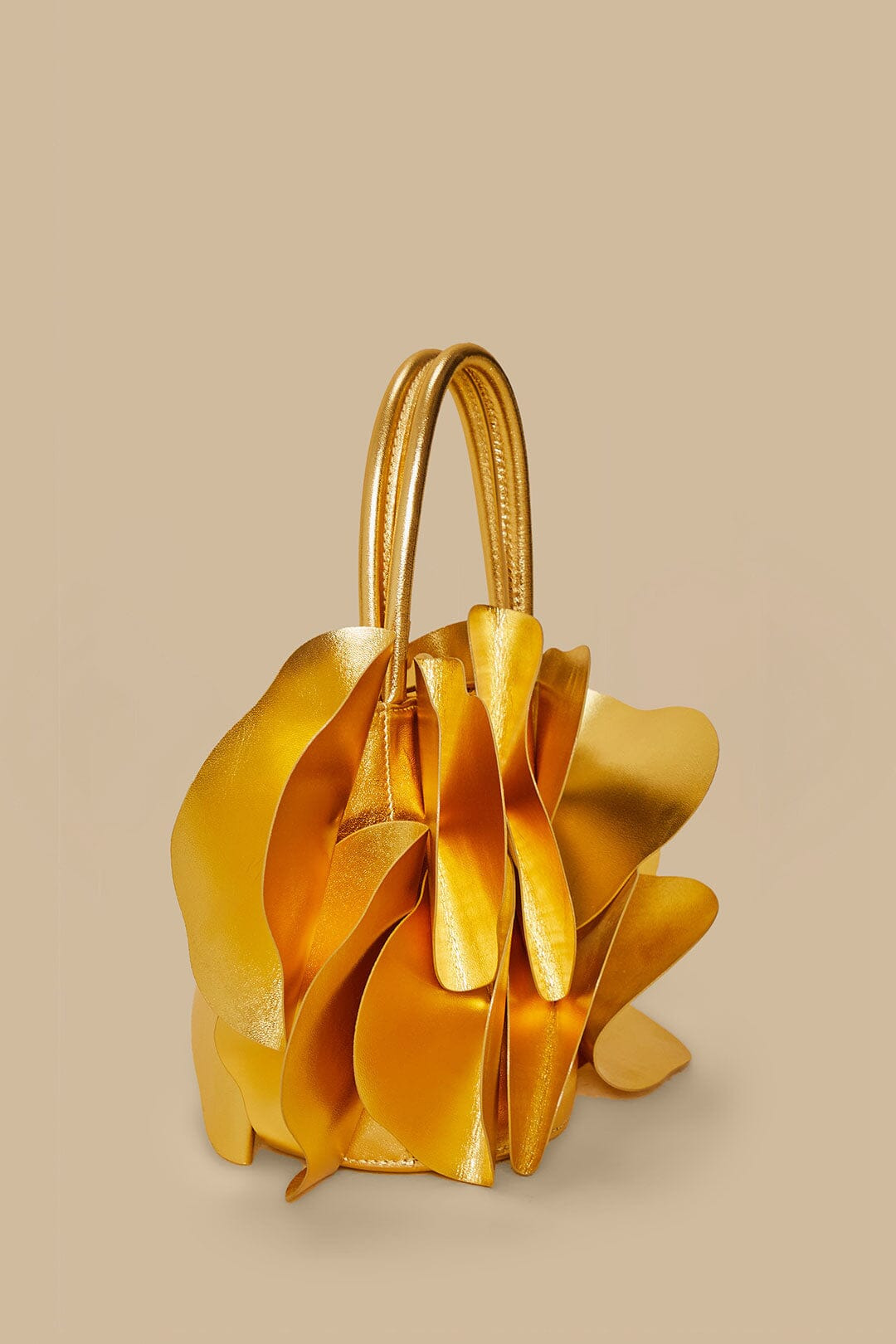 Gold Leather Flower Bag - 3