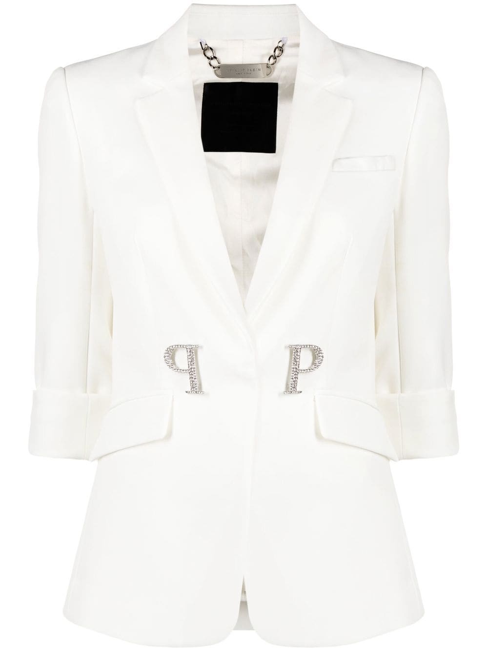 logo-plaque single-breasted blazer - 1