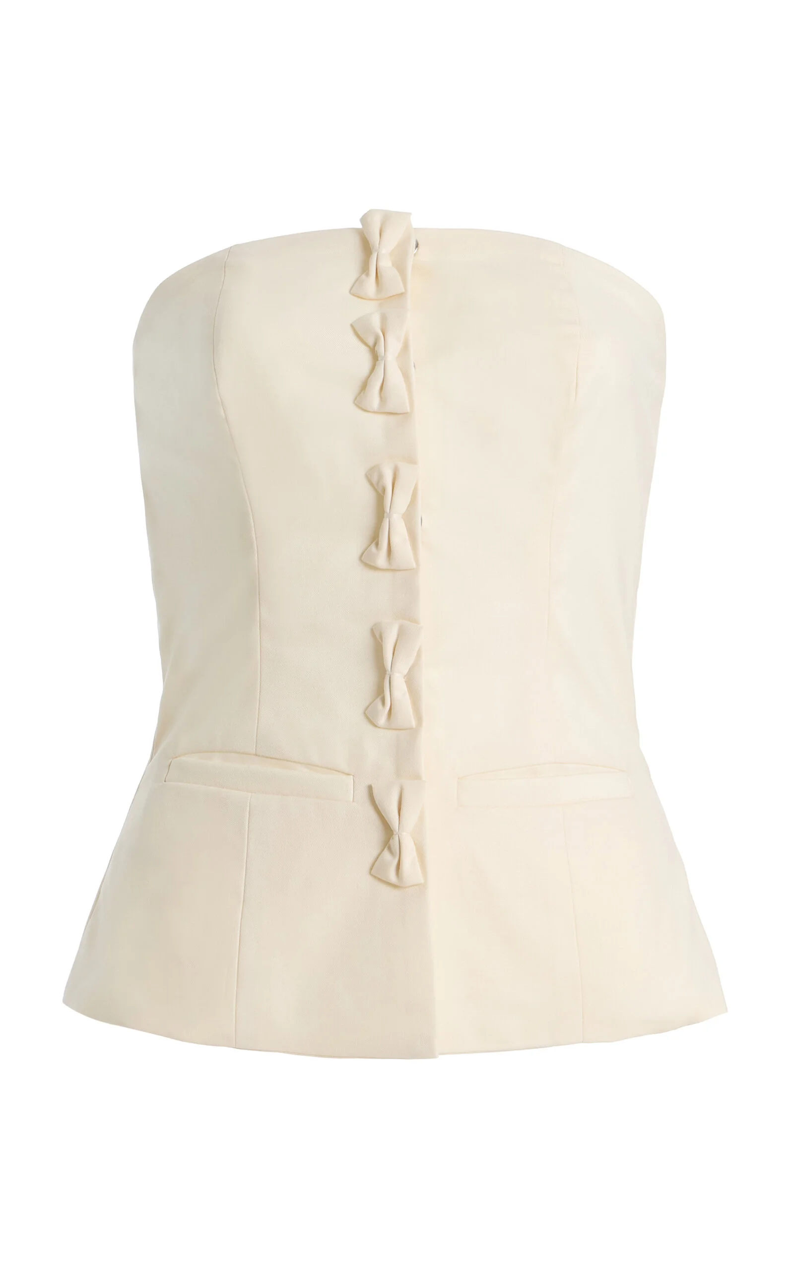 Olivia Bow-Detailed Wool-Blend Strapless Top ivory - 1