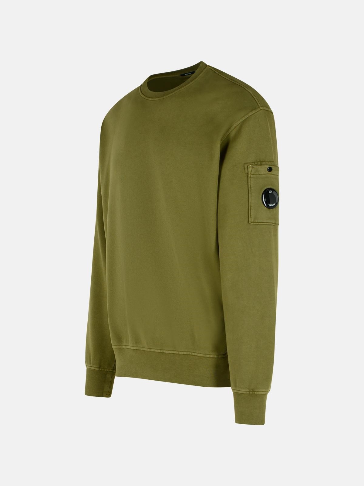 'BRUSHED' GREEN COTTON SWEATSHIRT - 2