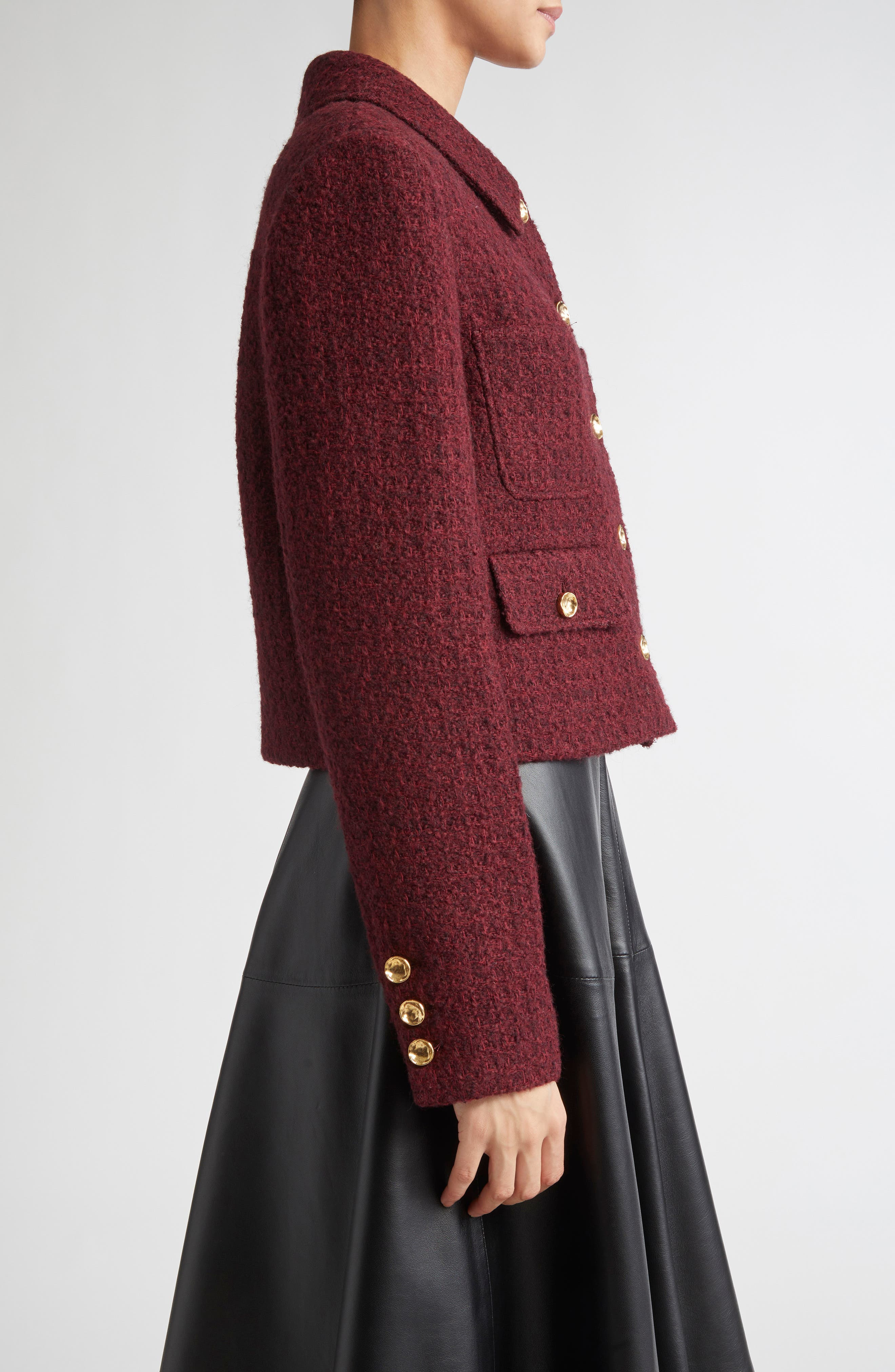 Altuzarra Astley Tweed Crop Jacket in Grenache at Nordstrom - 4
