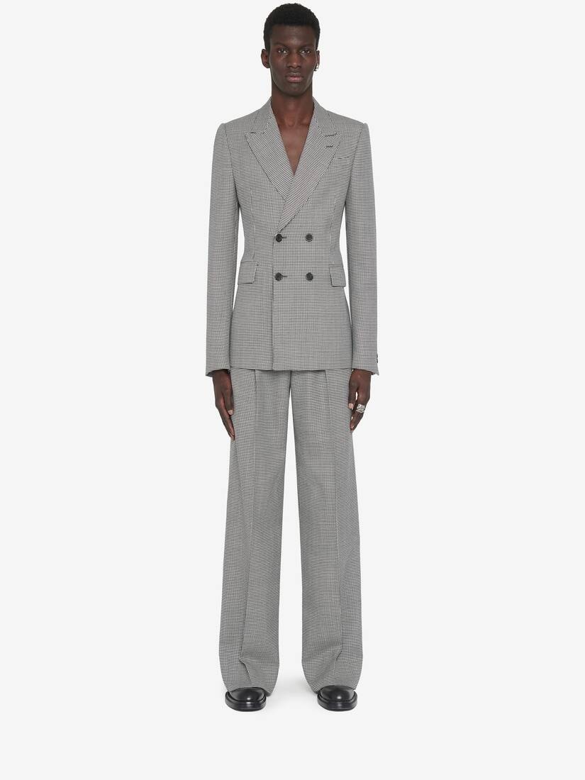 Men's Houndstooth Double-breasted Jacket in Black/white - 2