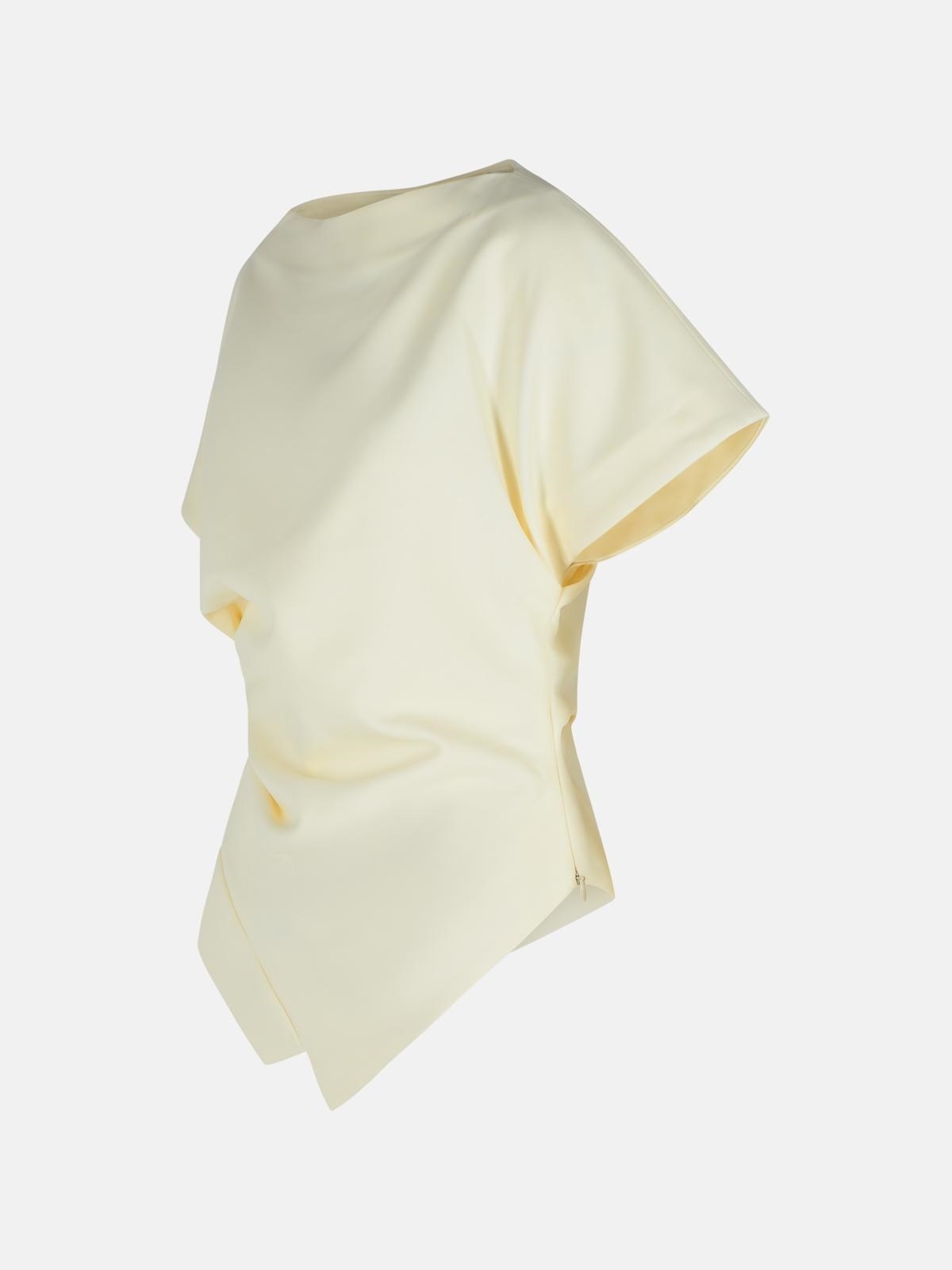DRAPED T-SHIRT IN WHITE VISCOSE BLEND - 2