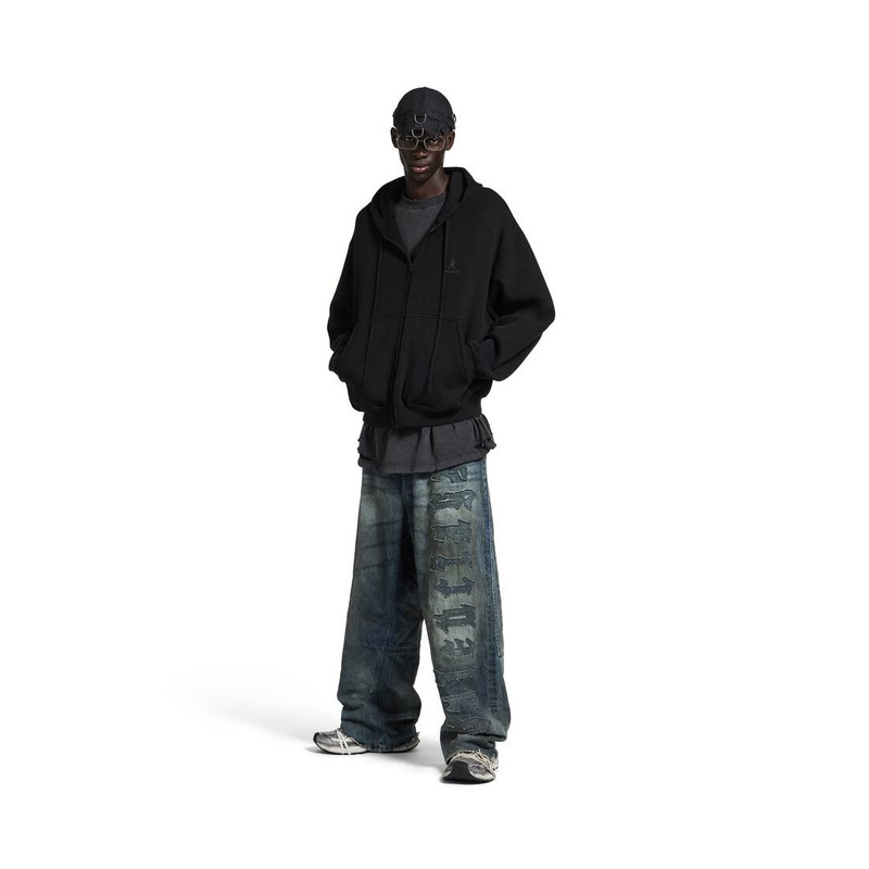 BALENCIAGA Men's Lion Zip-up Hoodie in Black outlook