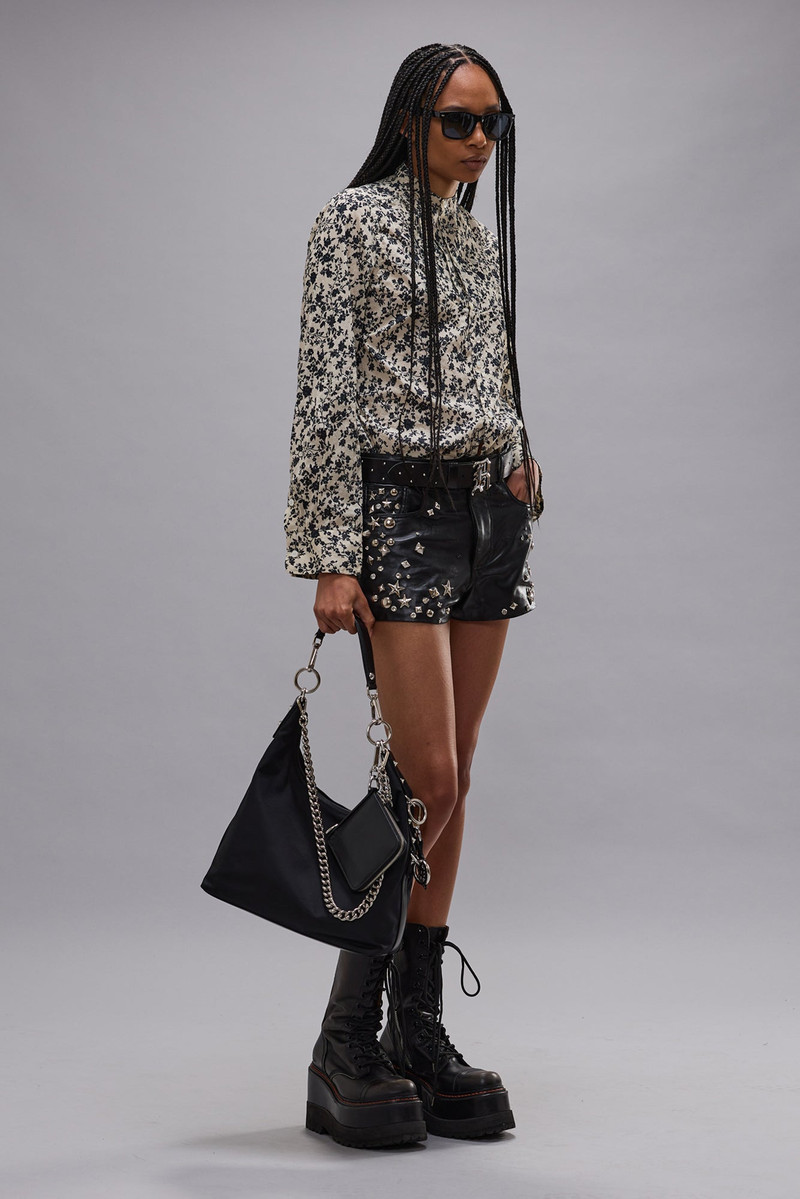 R13 5-POCKET LEATHER SHORT outlook