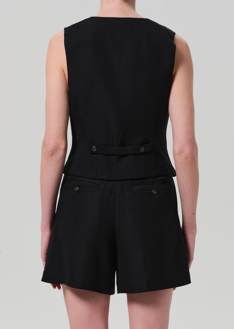 Waistcoat Linen Twill In Black 3