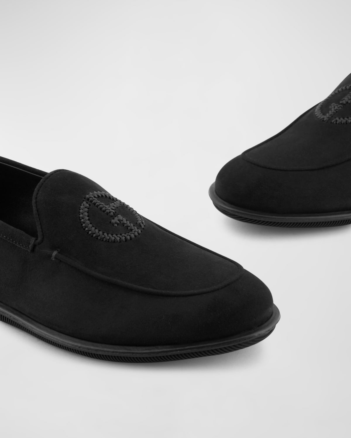 Men's Suede Logo Slip-On Loafers - 4