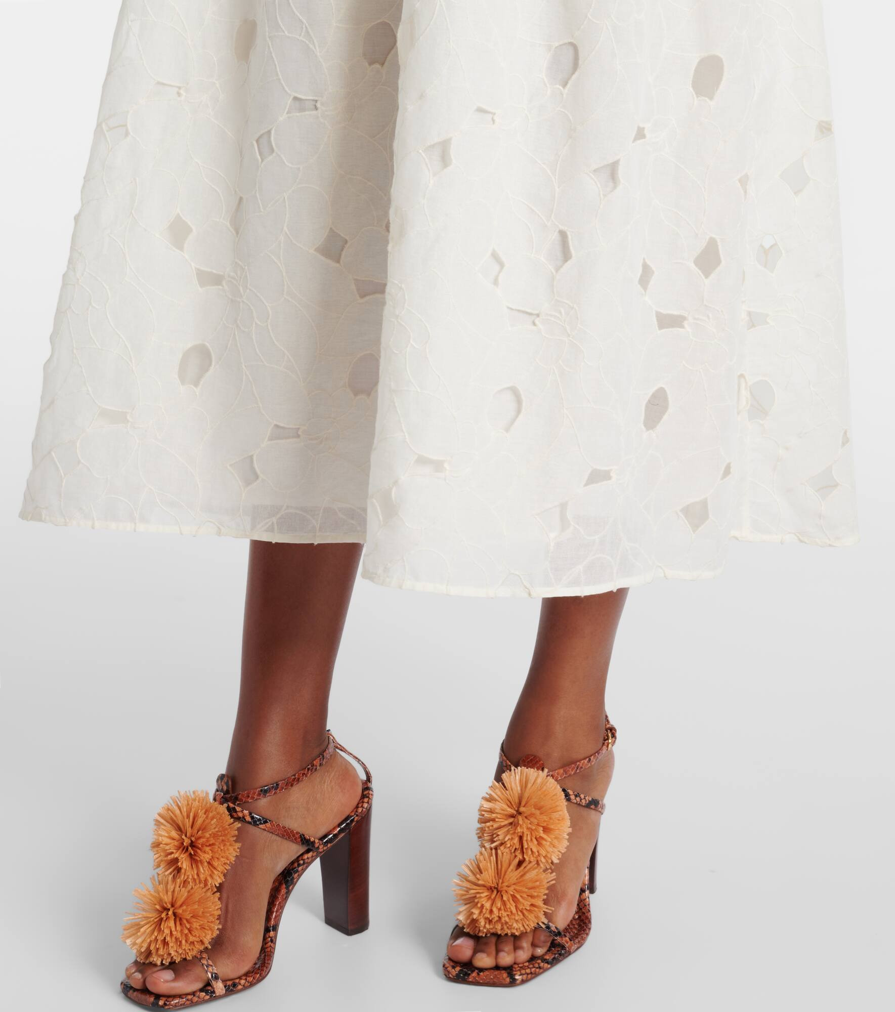 Marina floral cotton organdy midi dress - 5