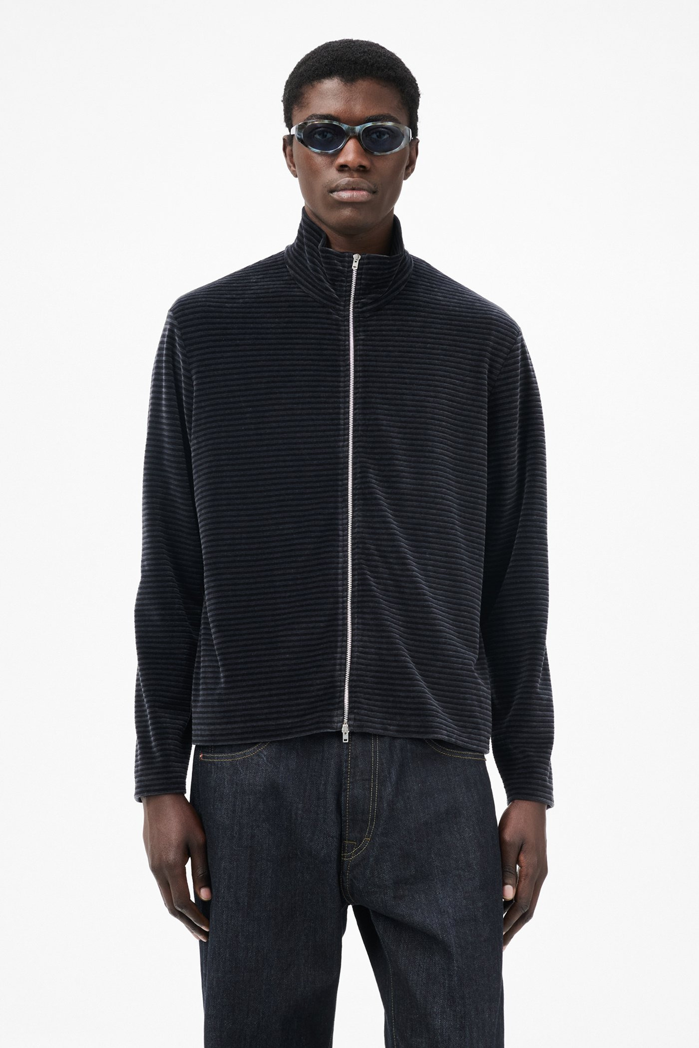 Shrunken Fullzip Polo Phantom Stripe Velour - 3