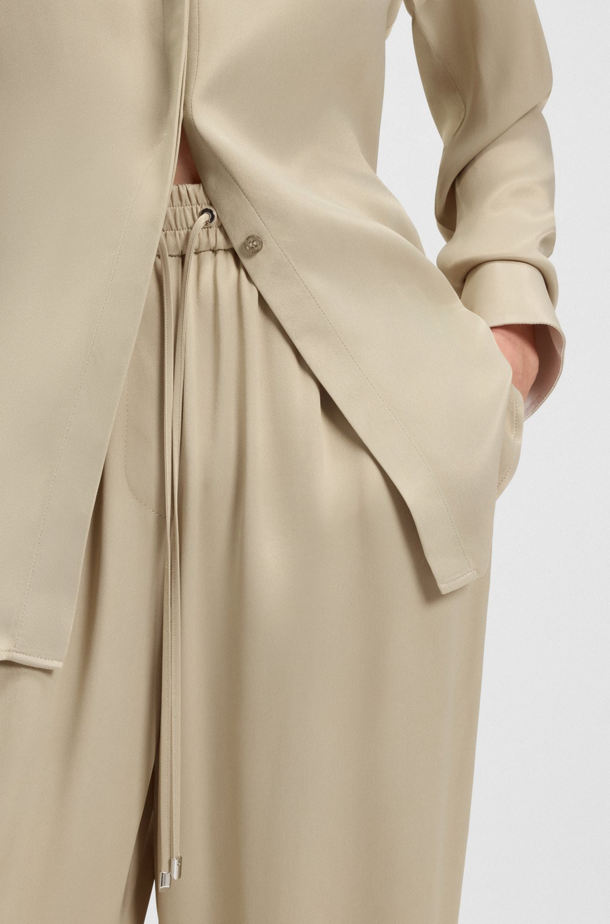 EXTRA-LONG RELAXED-FIT TROUSERS IN SATIN - 5