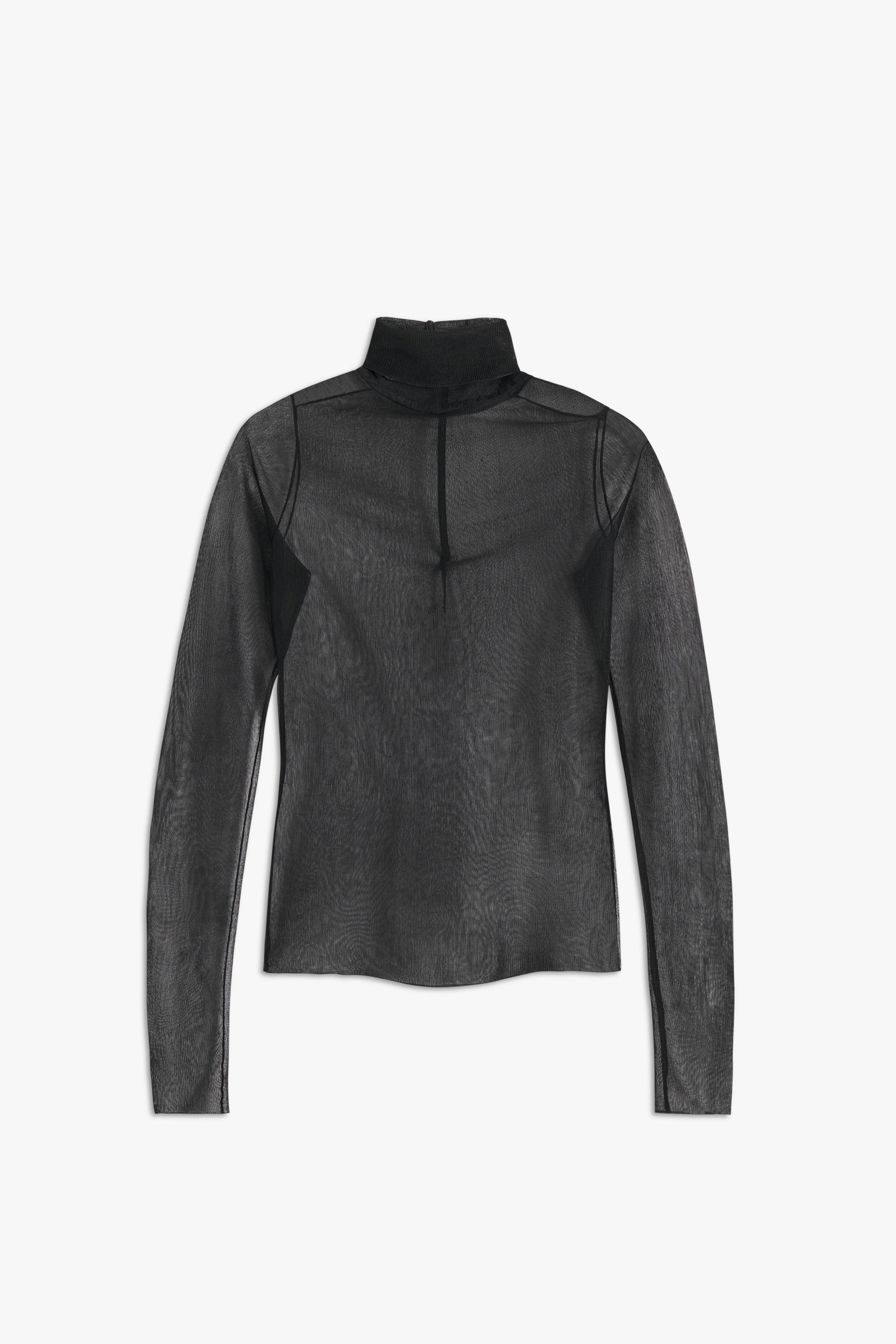 Polo Neck Top in Black - 1