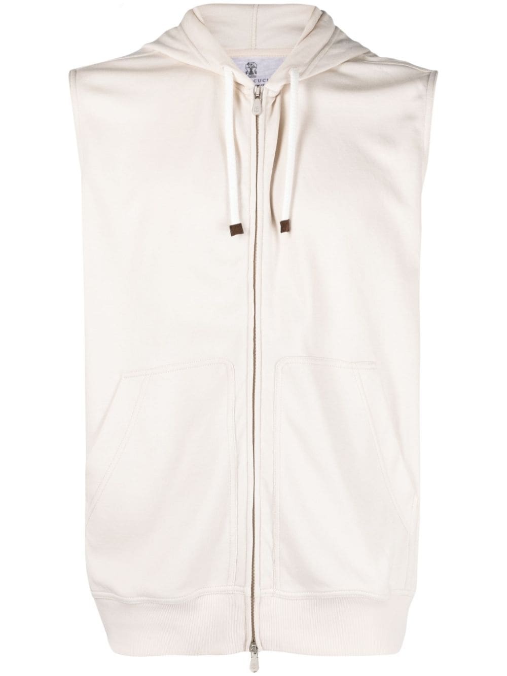 zip-up sleeveless hoodie - 1