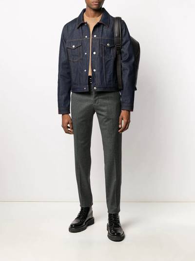 AMI Paris denim jacket with snap buttons contrasted hems and collar outlook