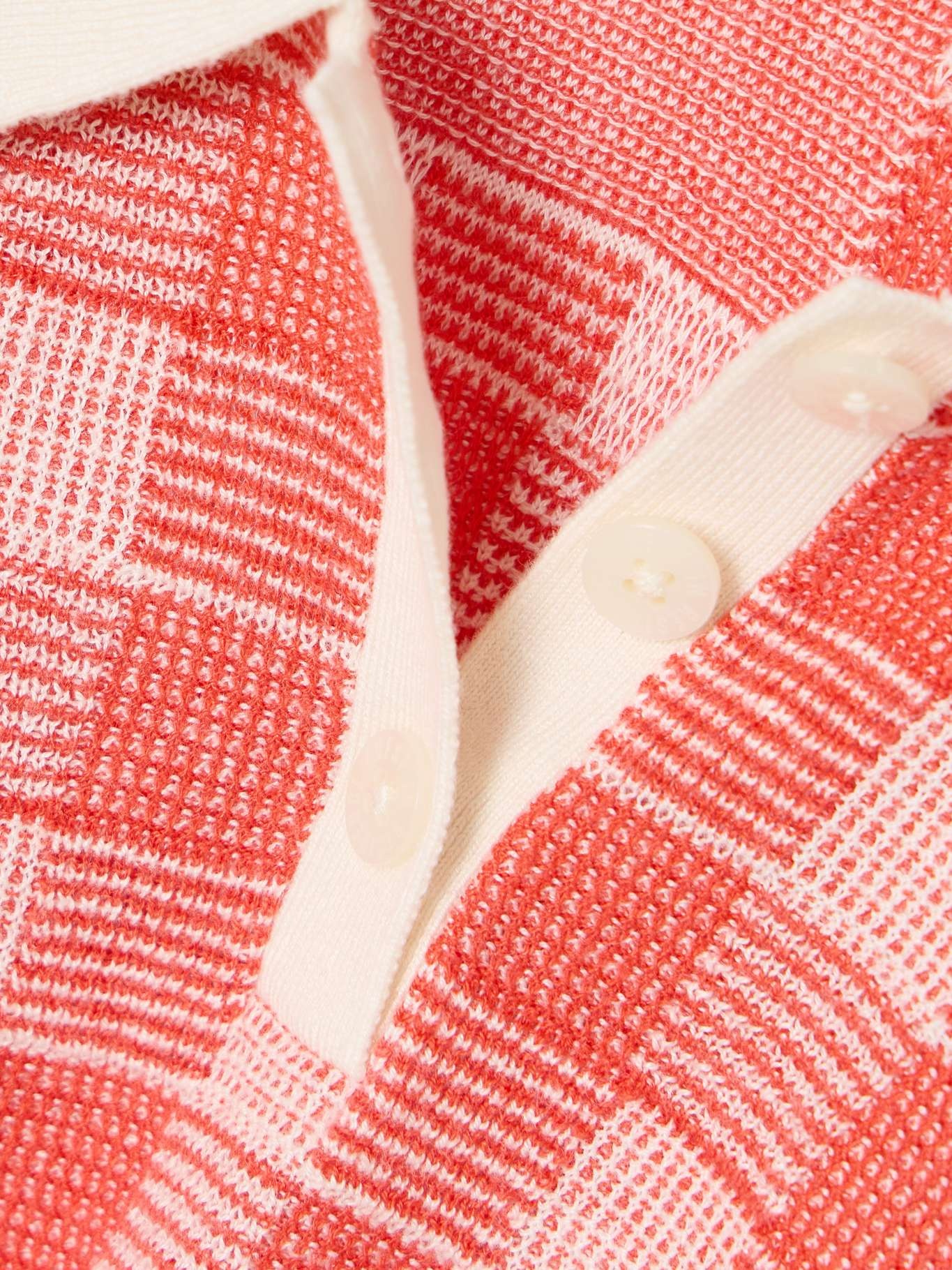 Gingham silk and linen-blend polo shirt Red - 4