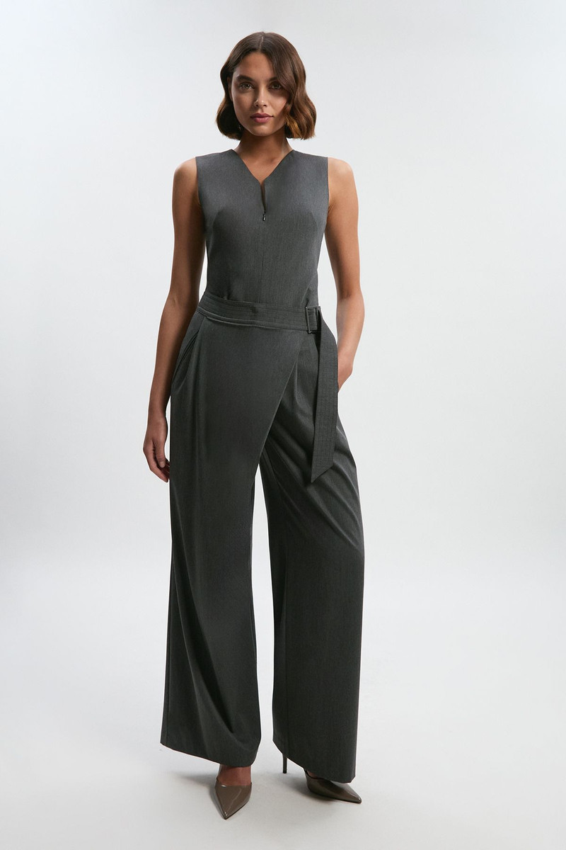 Petite Polished Viscose Belted Tailored Wide Leg 1