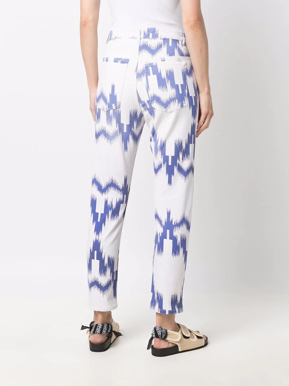 patterned cropped jeans - 4