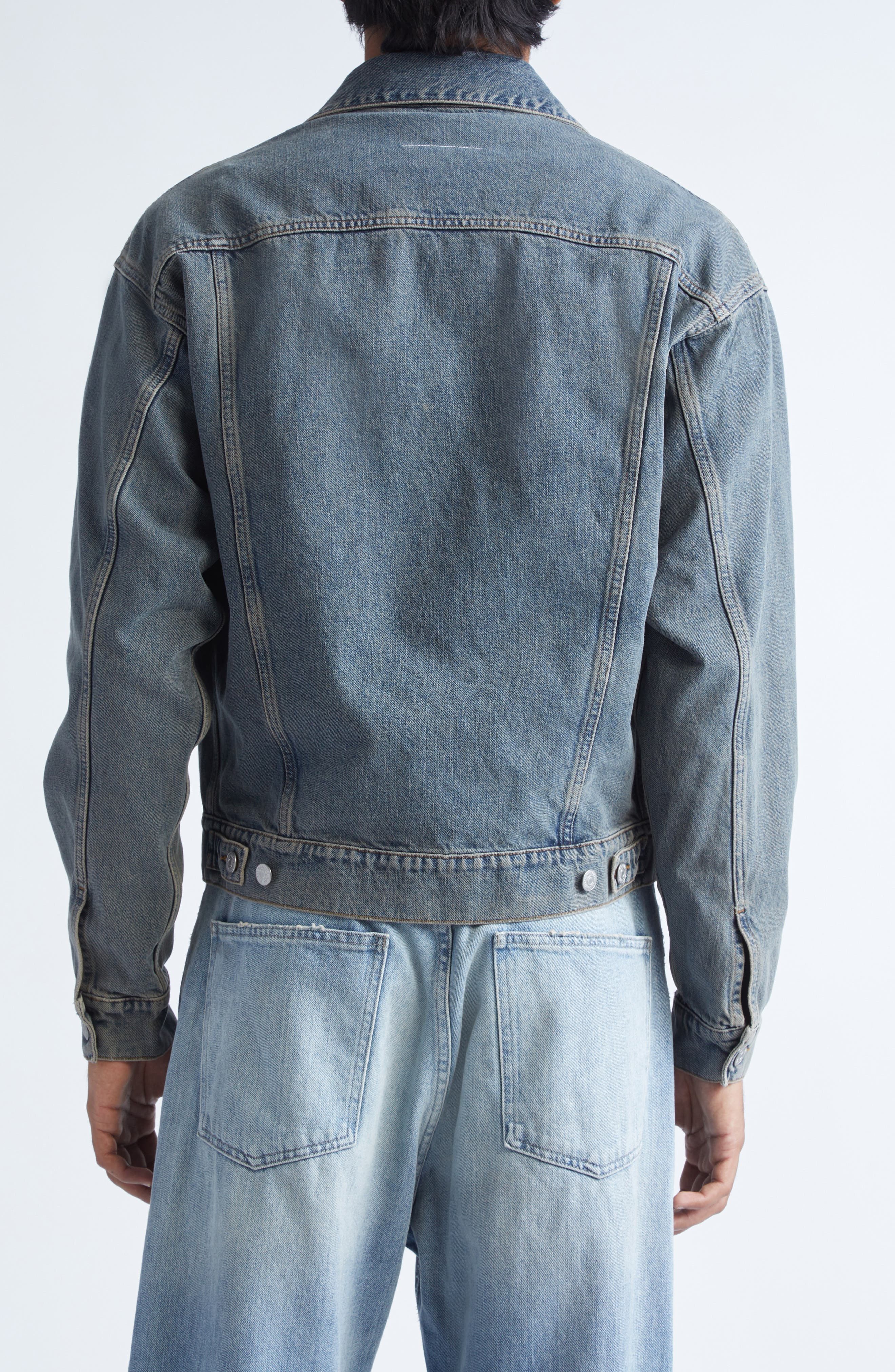 MM6 Maison Margiela Denim Trucker Jacket in Light Grey at Nordstrom - 3