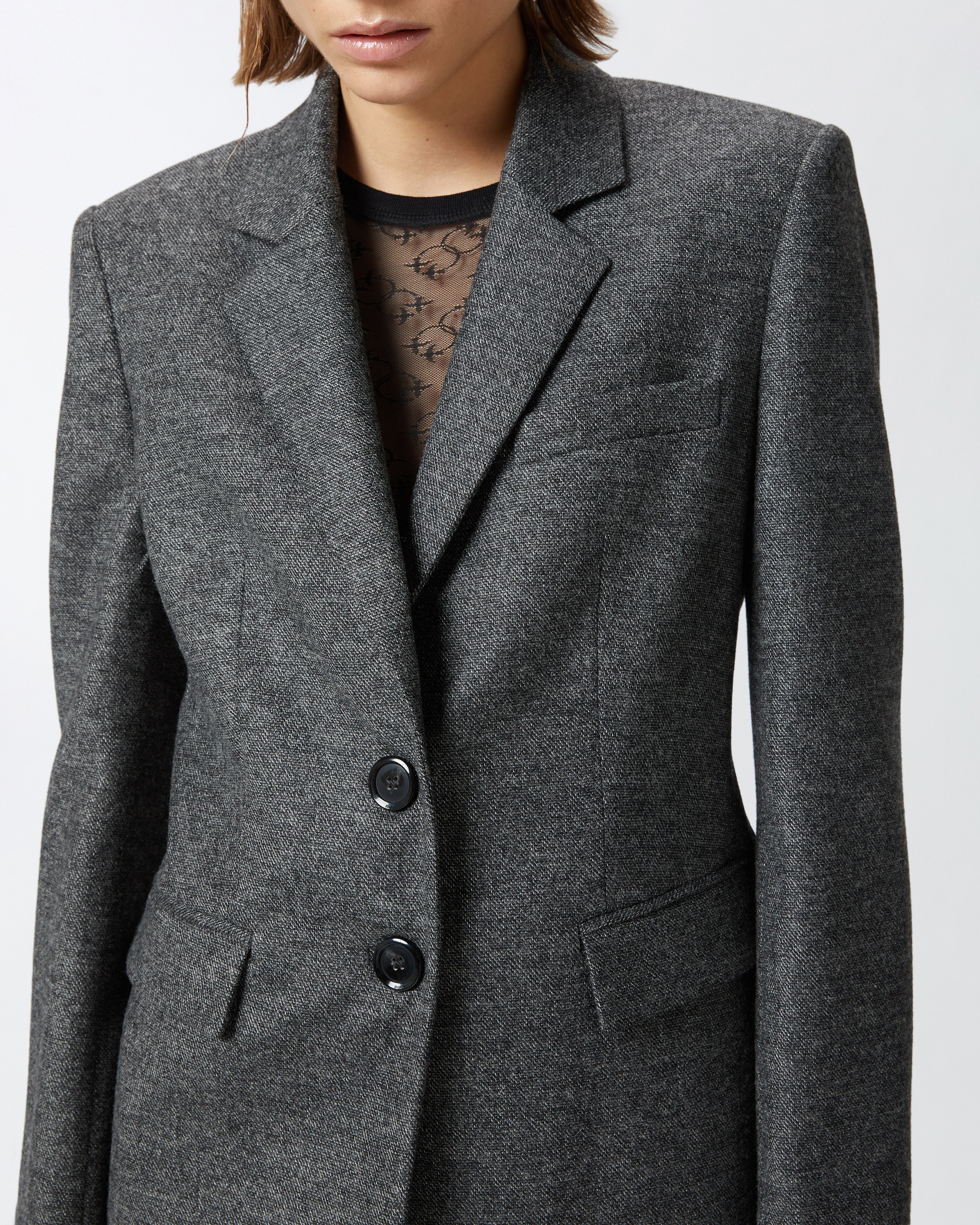 SALT AND PEPPER PATTERNED FLANNEL BLAZER - 5