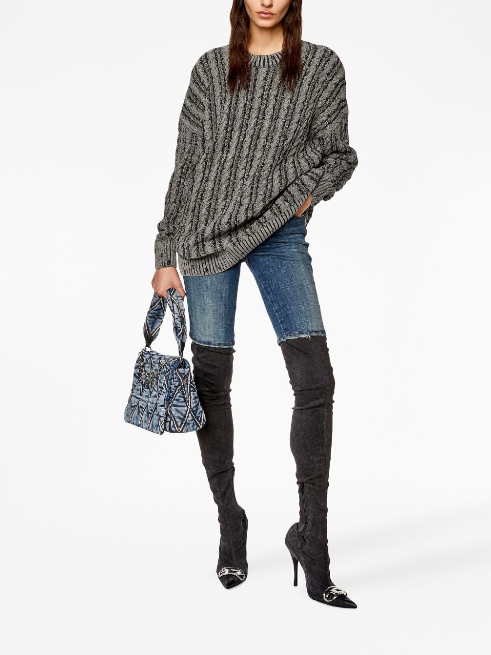 cable-knit drop-shoulder jumper - 2