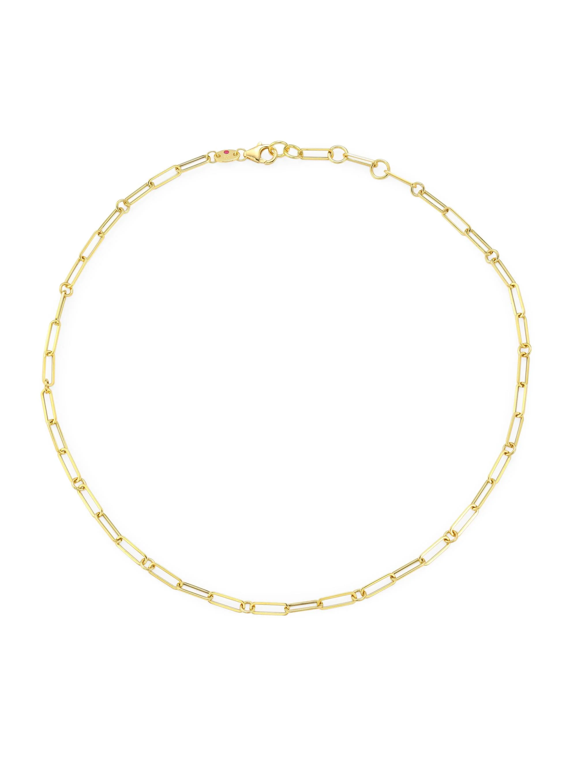 Women's 18K Yellow Gold Paper Clip Chain Necklace - Yellow Gold - 1
