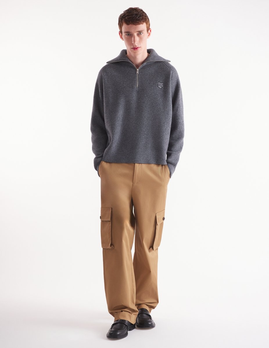 BOLD FOX HEAD PATCH HALF ZIP RIBBED JUMPER - 2
