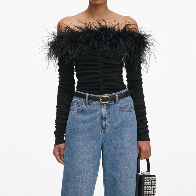 Black Feather Viscose Knit Top 4