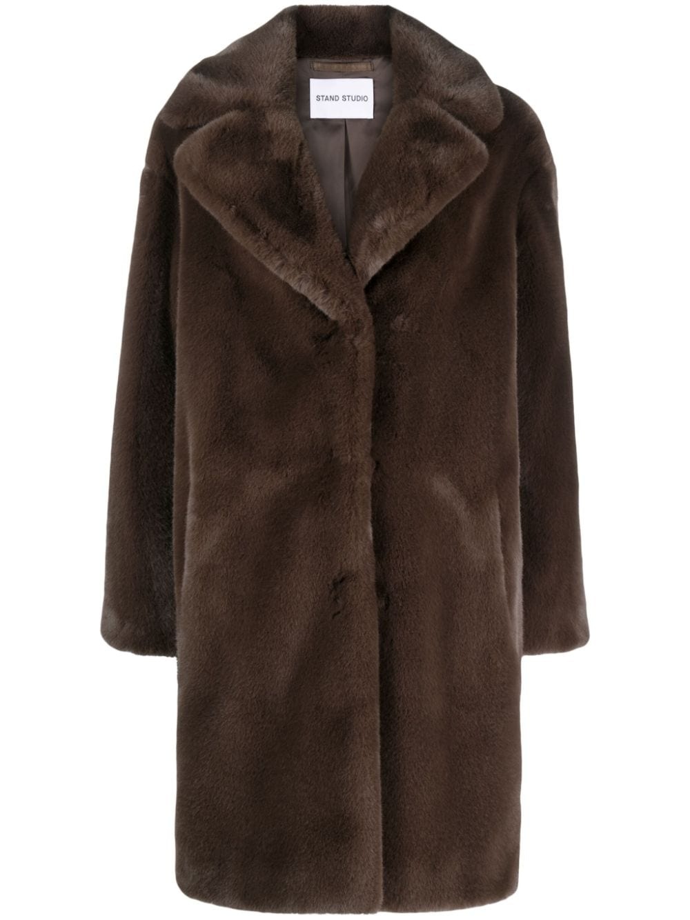 faux-fur single-breasted coat - 1