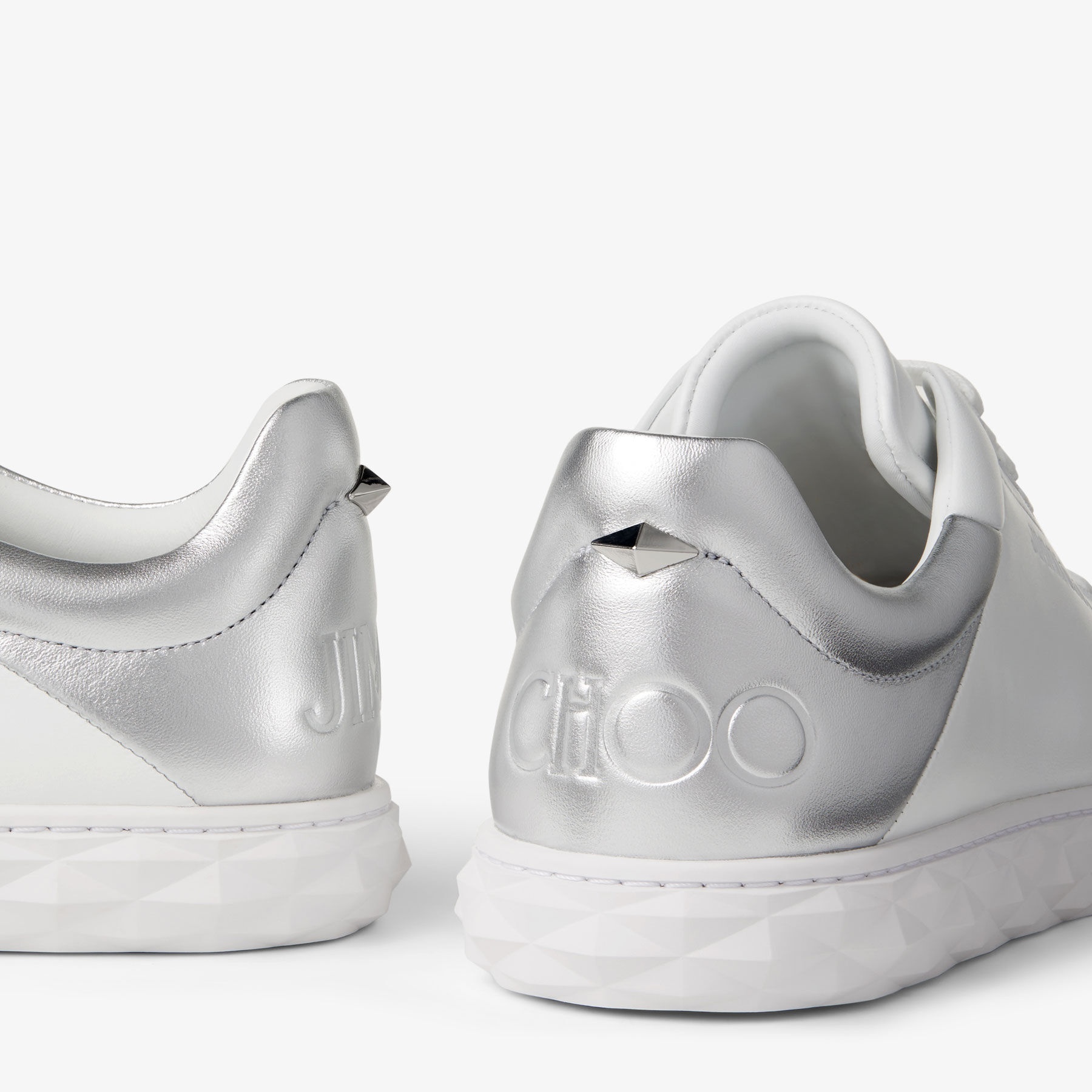 Diamond Light/m Ii
White Leather and- Silver Metallic Nappa Low-Top Trainers - 3