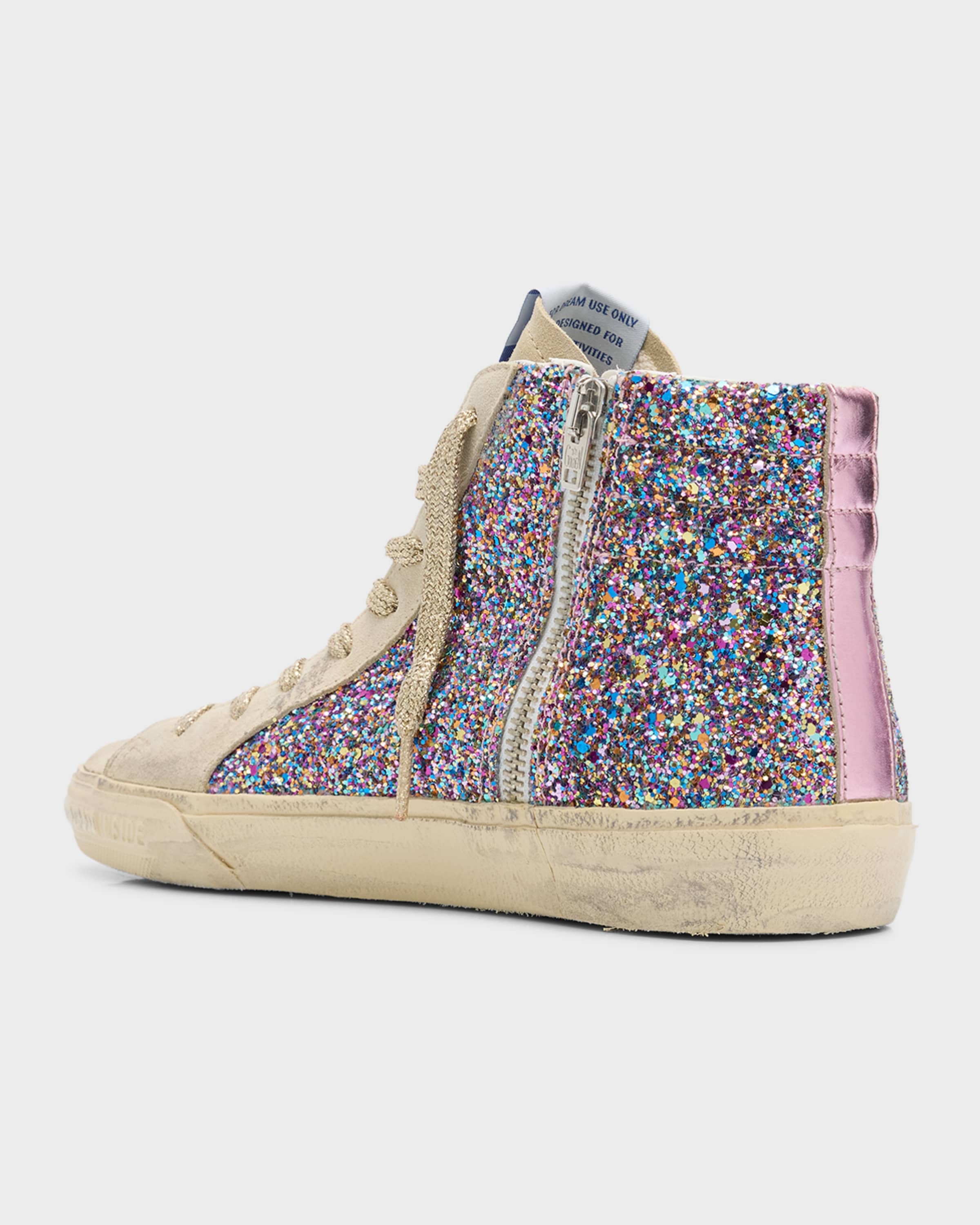 Slide Mid-Top Glitter Multicolor Sneakers - 4