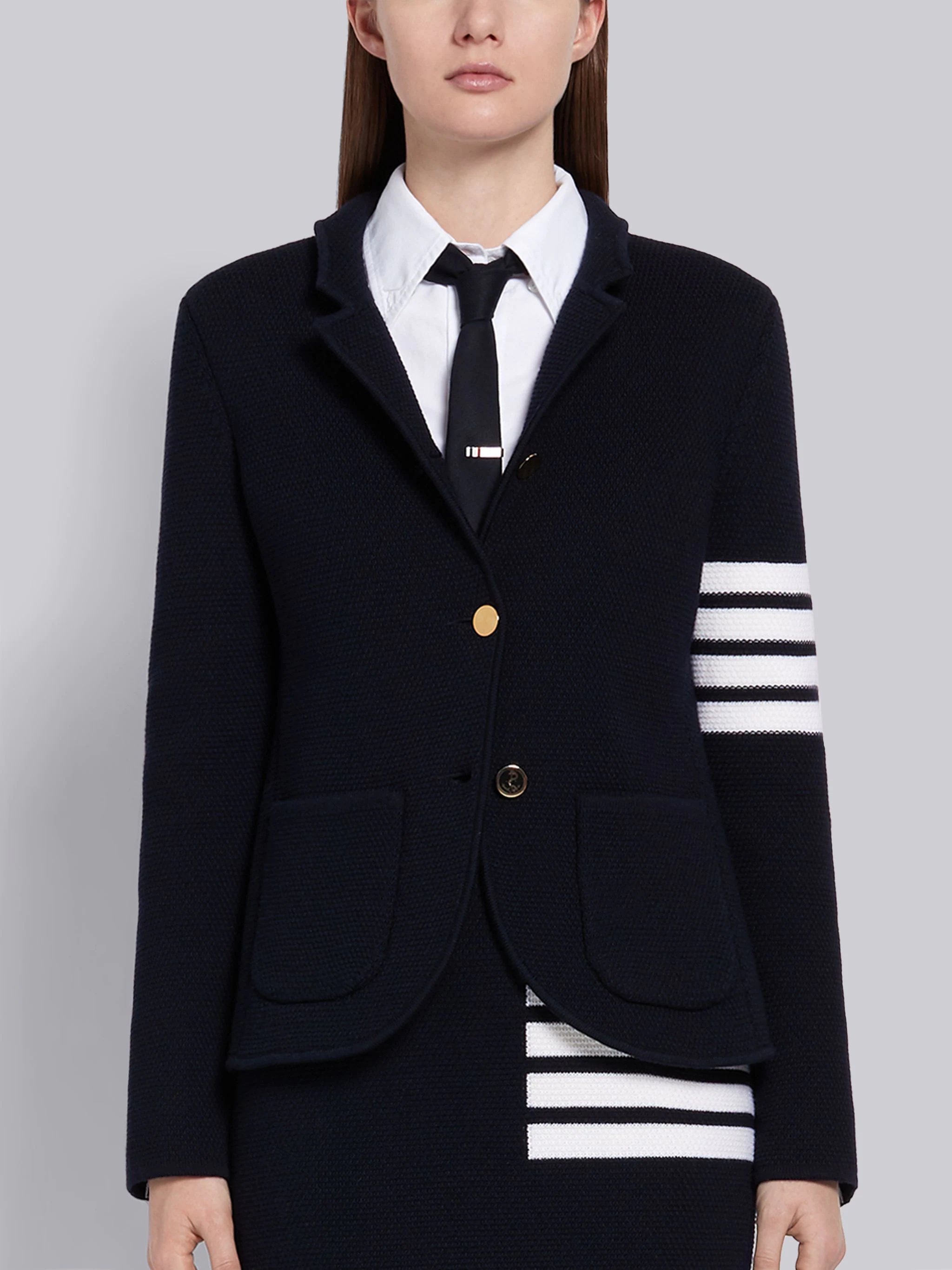 Thom Browne Navy Fine Merino Wool Links Stitch Classic 4-Bar