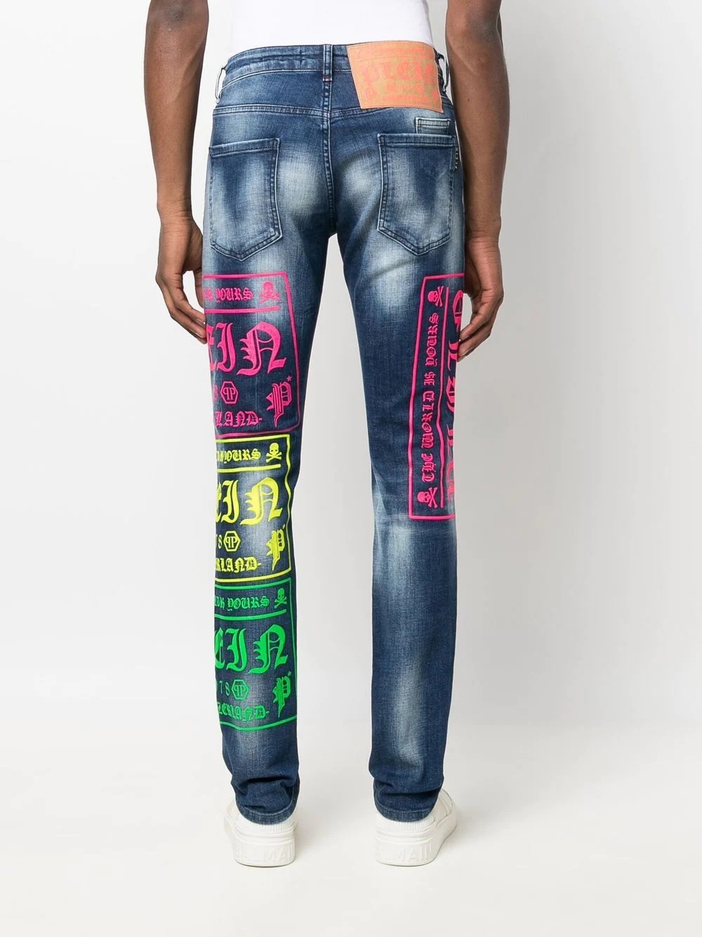 logo-print distressed jeans - 4