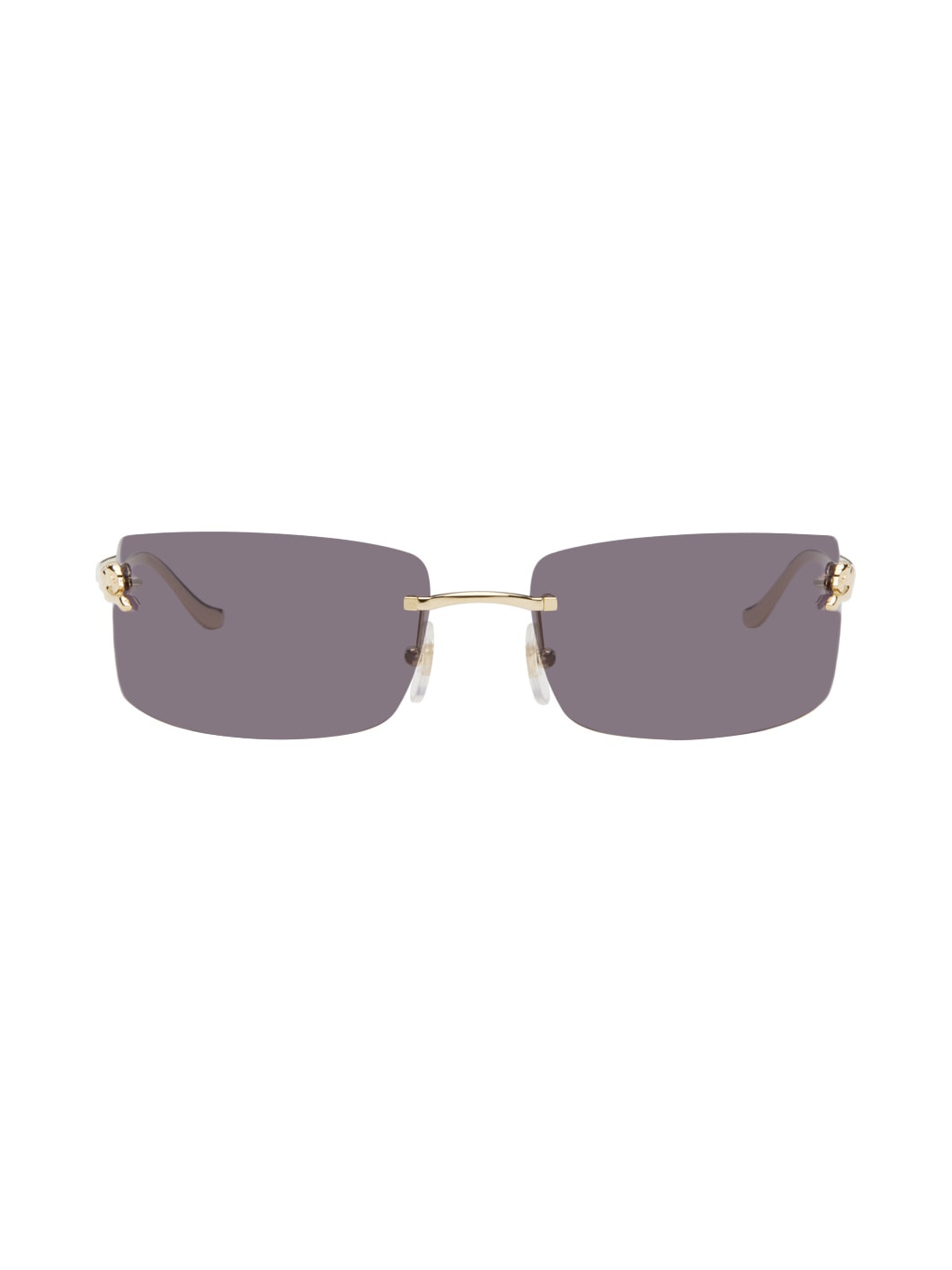 Gold 'Panthère de Cartier' Rectangular Metal Sunglasses - 1