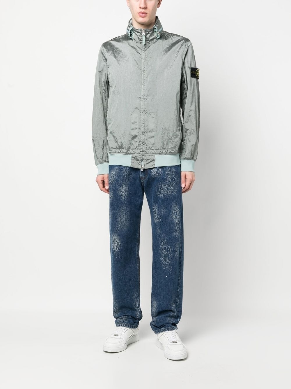 Compass-patch long-sleeved bomber jacket - 2