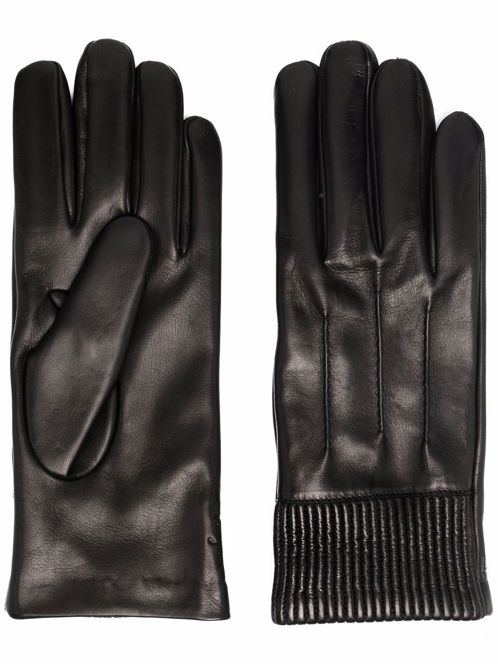 ribbed-cuff leather gloves - 1