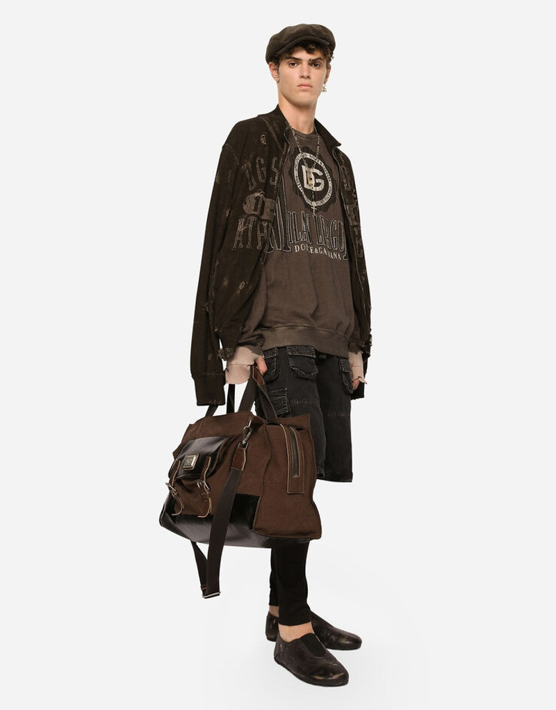 Zip-up washed jersey sweatshirt with print 5