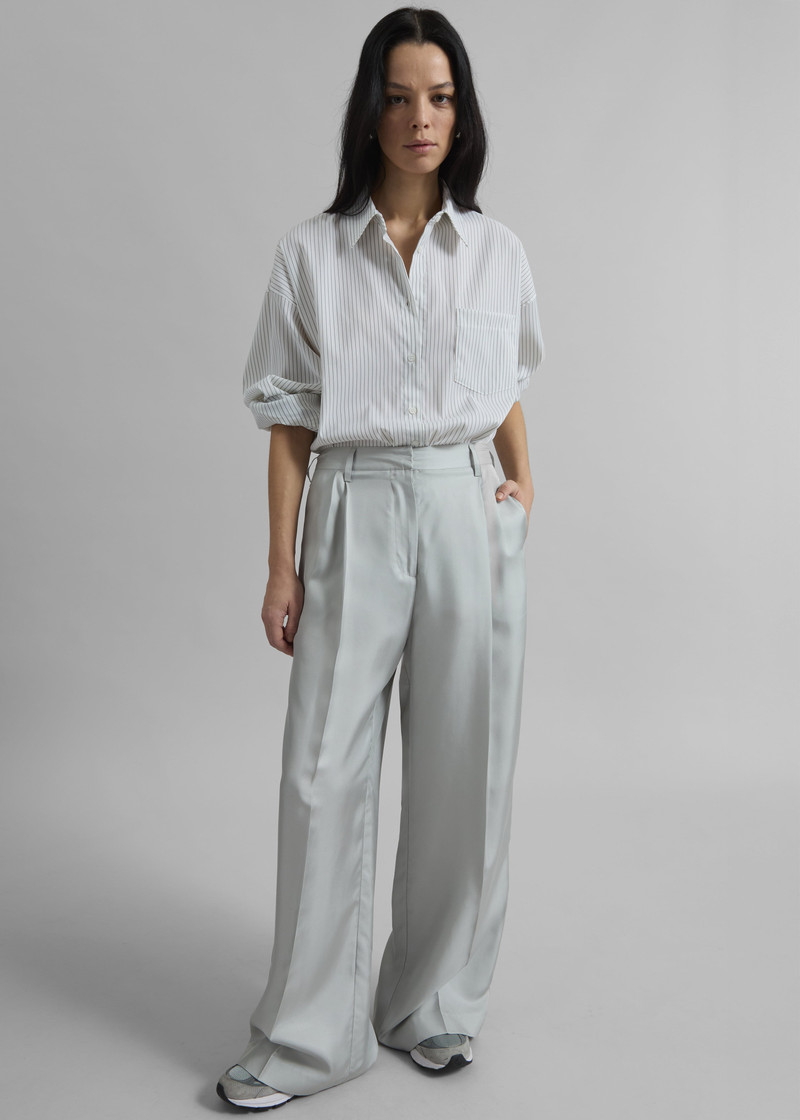 Marfa Pleated Silk Trousers - Grey 3
