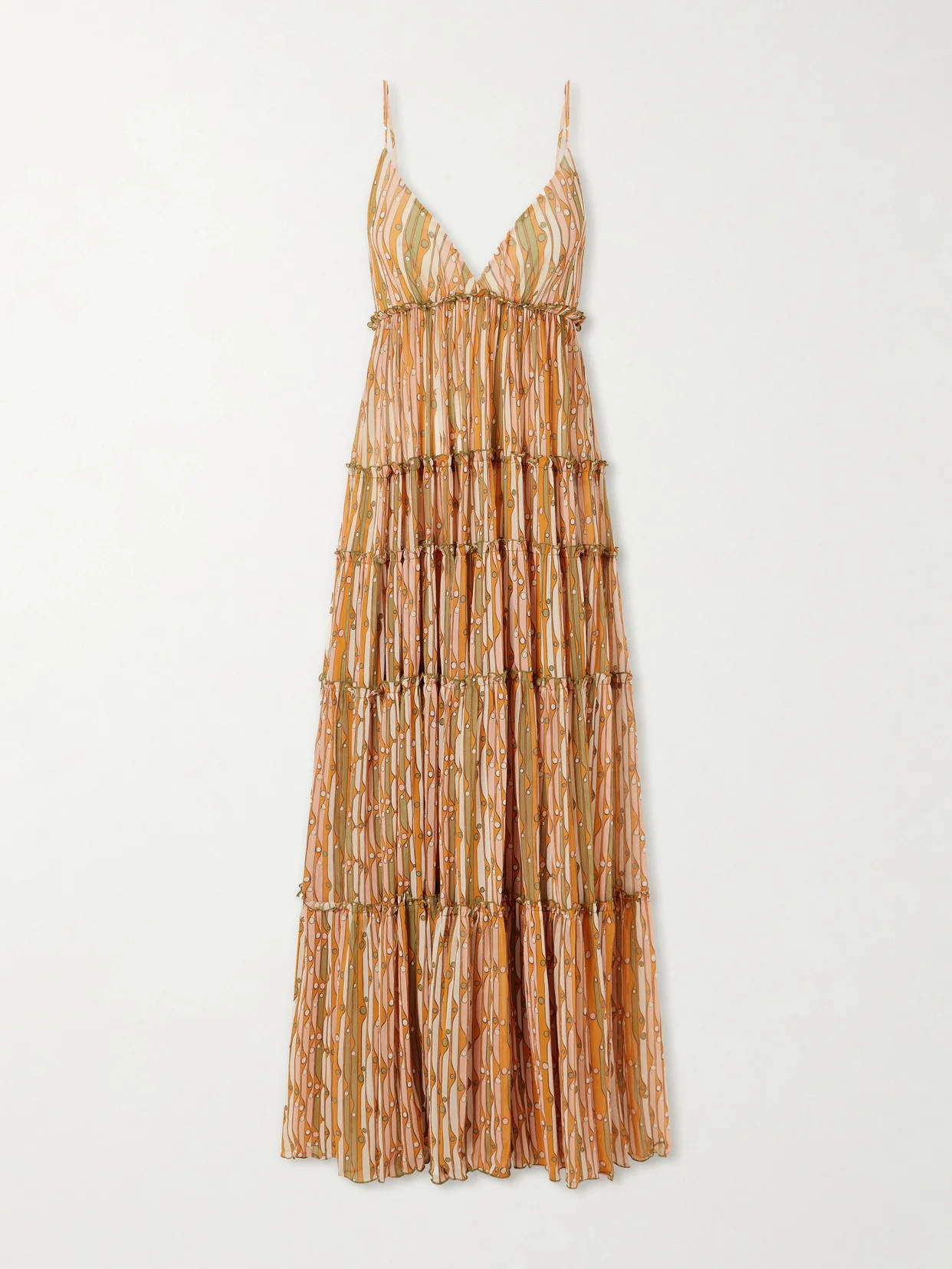 Nymph Printed Ruffled Mesh Maxi Dress - 1