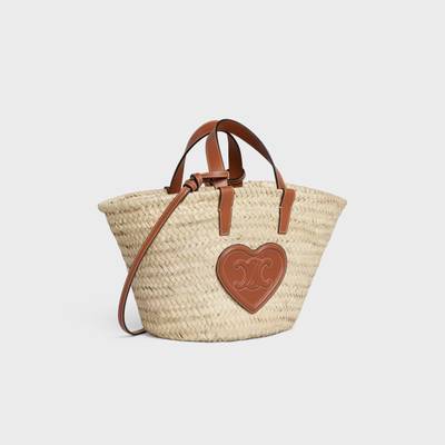 CELINE Teen Triomphe Celine Classic Panier in palm leaves with Calfskin heart patch outlook