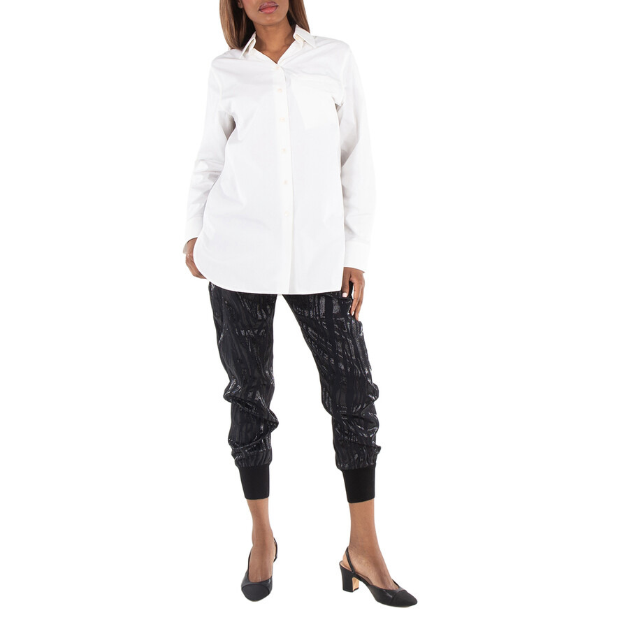 Stella McCartney Ladies Black Wood-Grain Effect Tapered Trousers - 6
