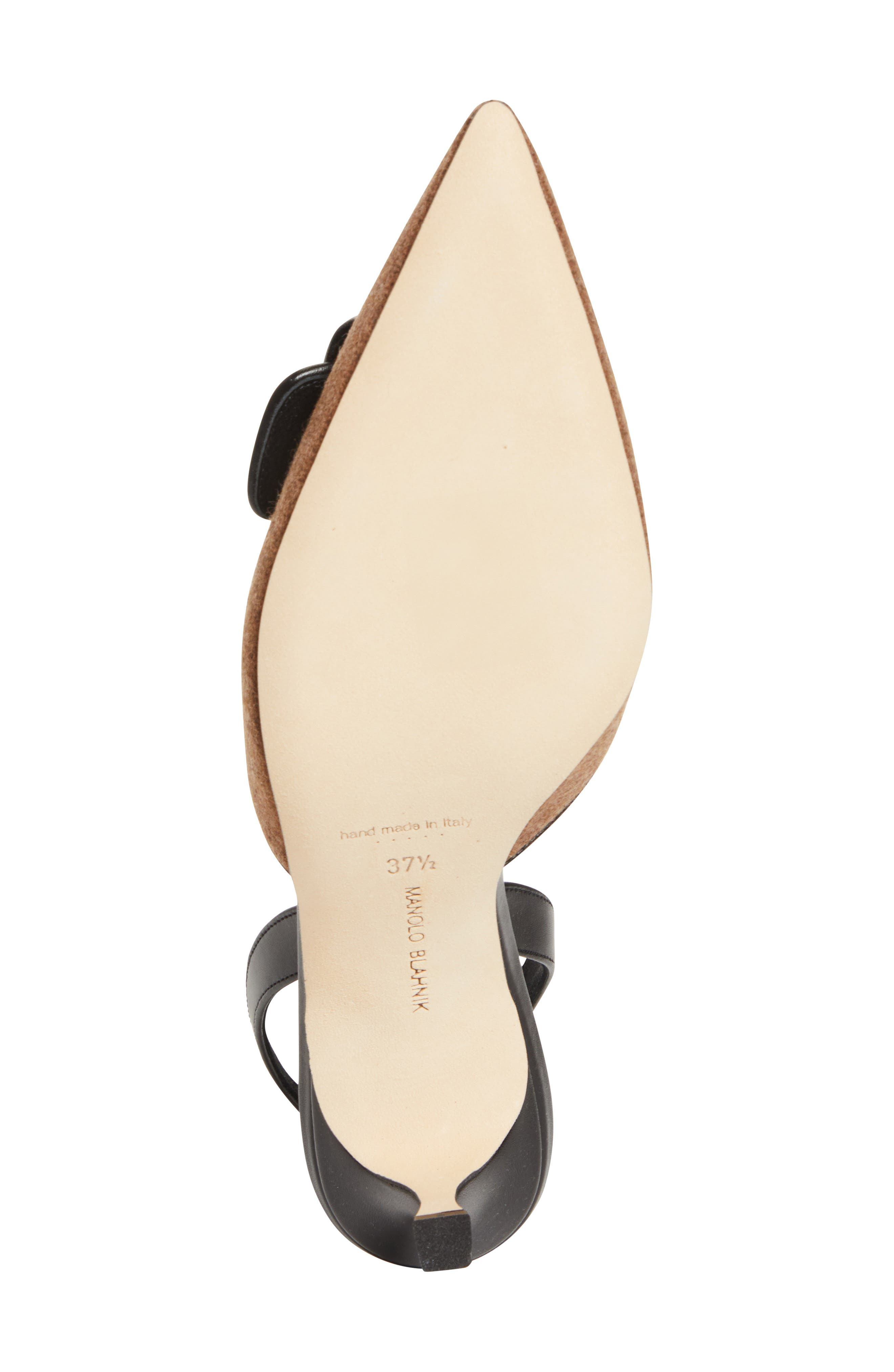 Manolo Blahnik Mayslibi Buckle Slingback Pump in Black/Medium Brown at Nordstrom - 6