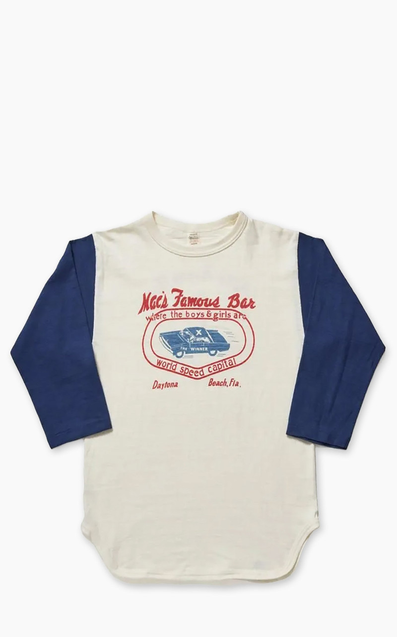 WAREHOUSE & CO. LOT 4800 3/4 SLEEVE BASEBALL TEE MAC'S FAMOUS BAR CREAM/NAVY 1