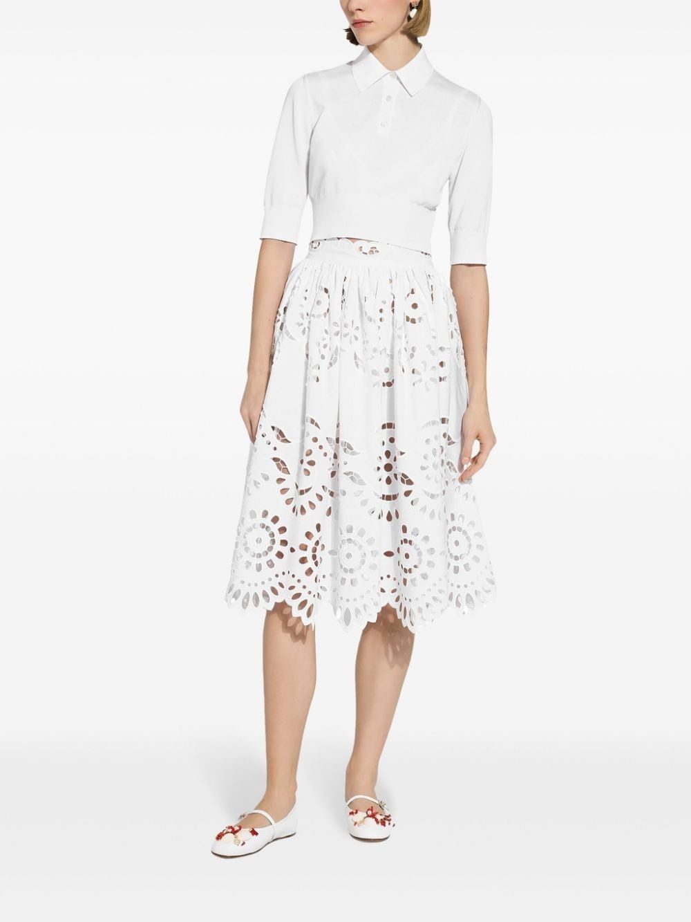 scallop cut-out skirt - 2