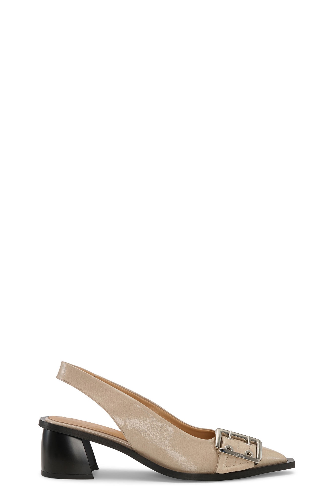 BEIGE FEMININE BUCKLE SLINGBACK PUMPS - 1