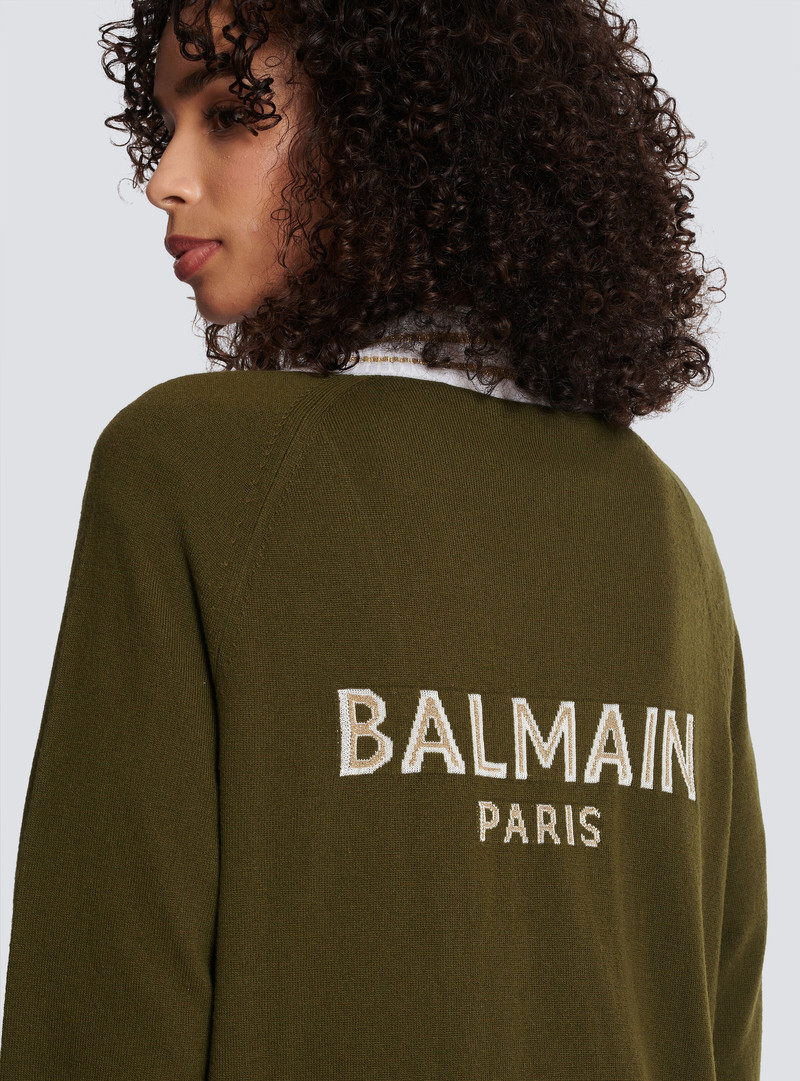 Cashmere cardigan with Balmain logo 8