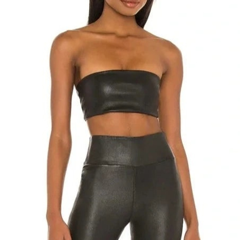 SPRWMN BLACK LEATHER BANDEAU outlook