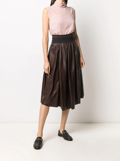 Brunello Cucinelli leather midi skirt outlook