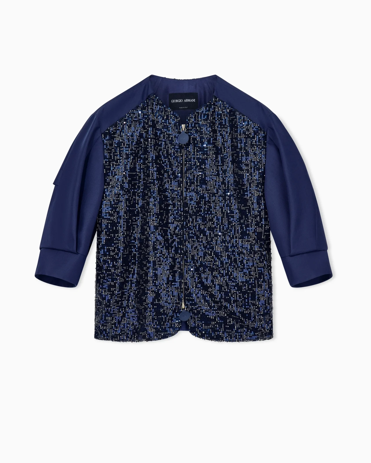 EMBROIDERED CROPPED COAT IN SILK SHANGTUNG WITH BEADED FRONT - 1