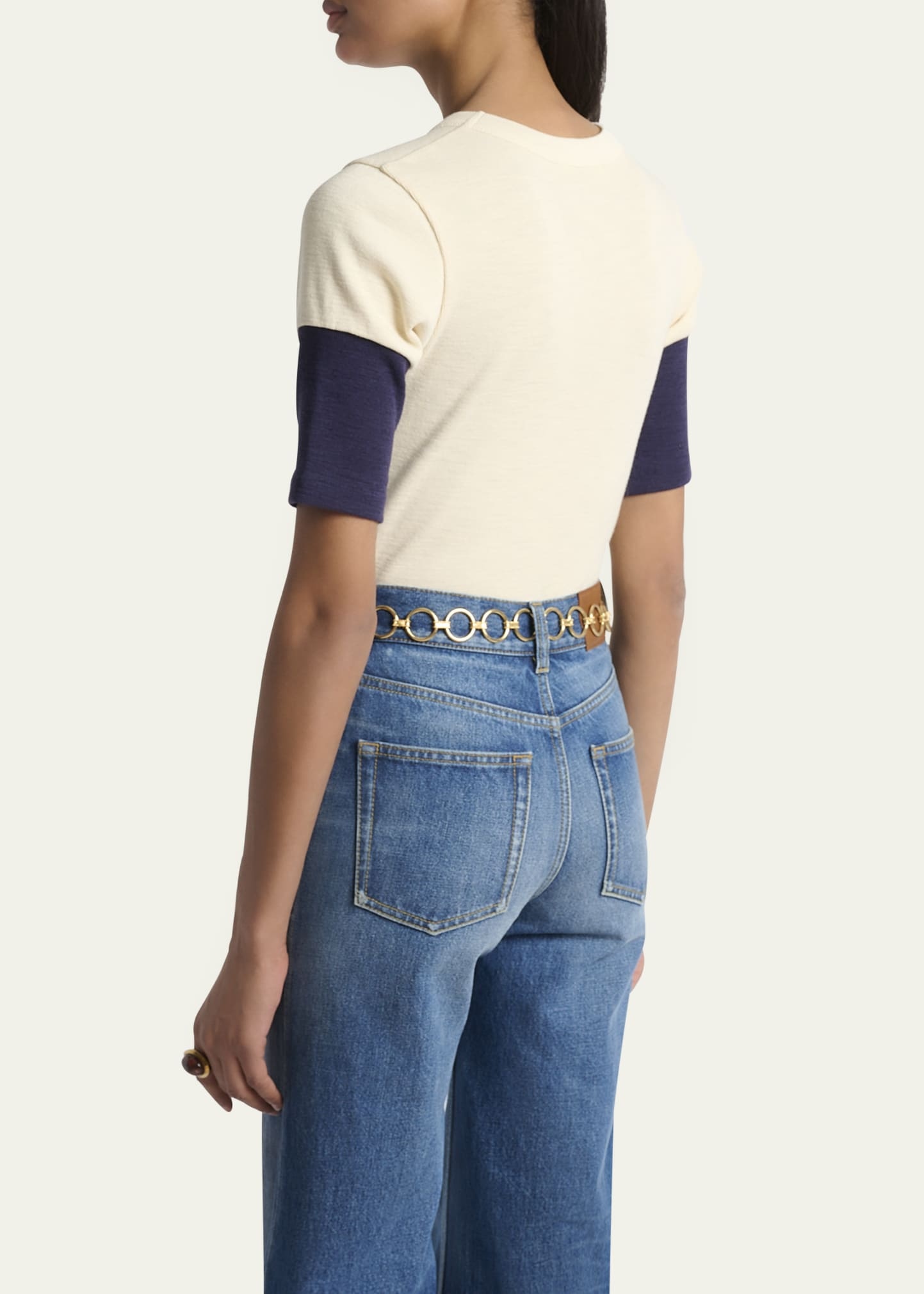 Logo Embroidered Heavy Cotton Wool T-Shirt - 3