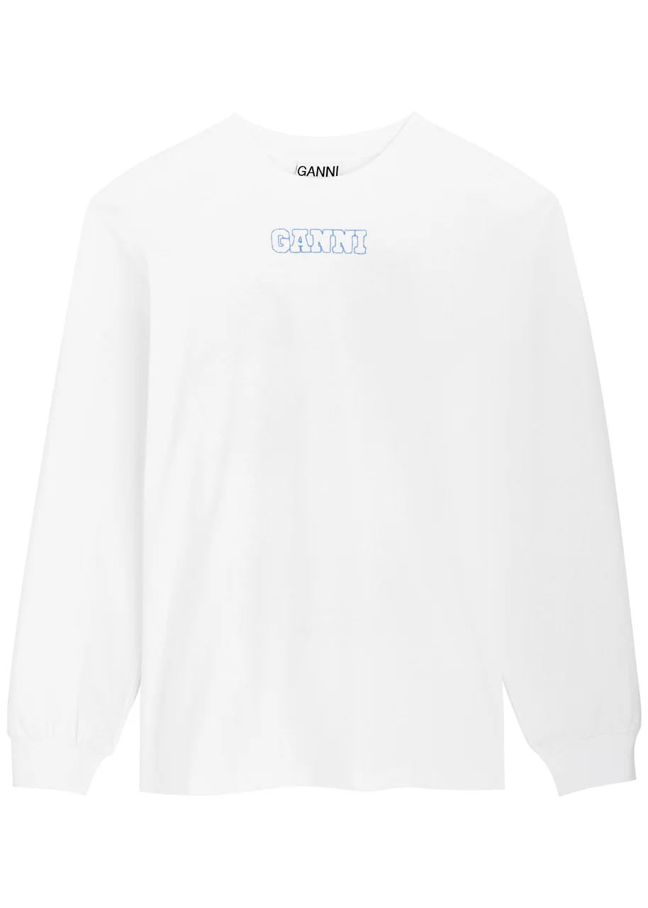 Ganni Logo-embroidered Cotton top - 1